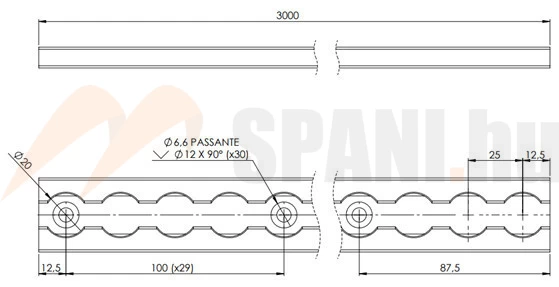 Airline sín 34x10mm 3000mm