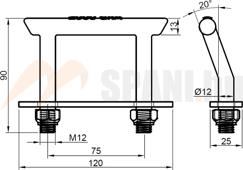 Rögzítő fül alapkeretbe lemezzel 2000kg