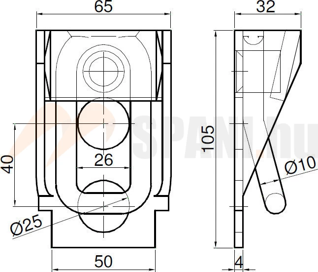 Rögzítő fül alapkeretbe tokkal