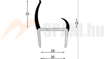 Tömítőprofil ajtóhoz 30mm 3,2m