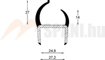 Tömítőprofil ajtóhoz 25mm 3,2m