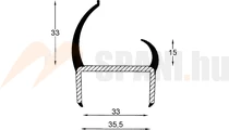 Tömítőprofil ajtóhoz 35mm 3,2m