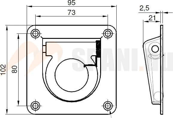 Rögzítő fül 96x102mm