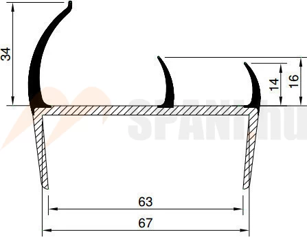 Ajtó tömítőprofil 65mm 3,2m szürke