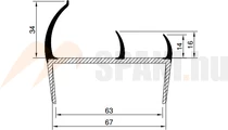 Ajtó tömítőprofil 65mm 3,2m szürke