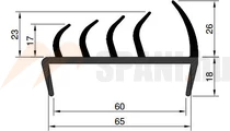 Ajtó tömítőprofil 65mm 5m fekete