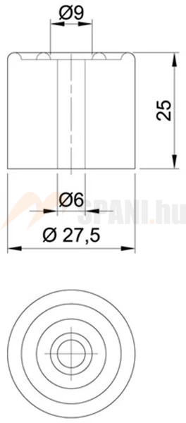 Ütközőgumi kerek dia 27,5x25