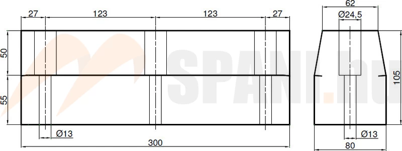 Ütközőgumi 300x80x100