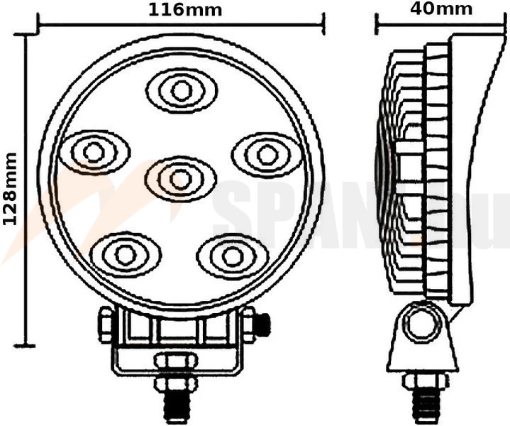 Munkalámpa LED kerek 6x 3W