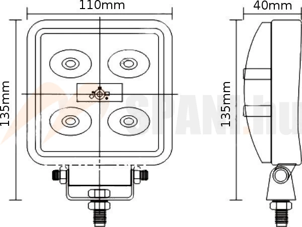 Munkalámpa LED szögletes 5x 3W