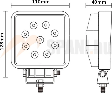 Munkalámpa LED szögletes 9x 3W