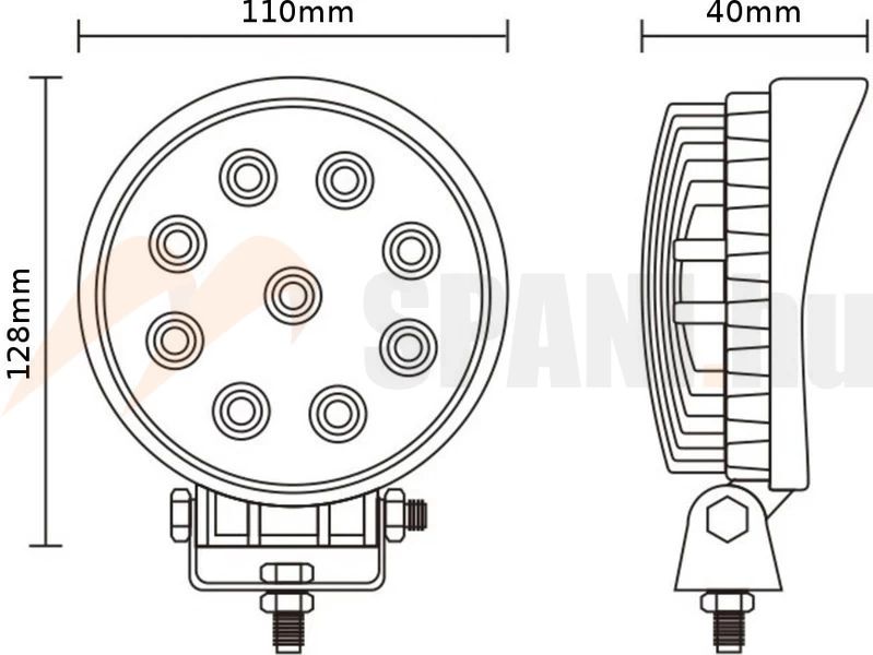 Munkalámpa LED kerek 9x 3W