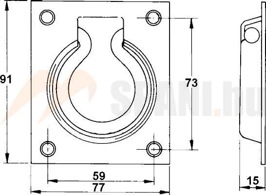Rögzítő fül kicsi 76x90 mm