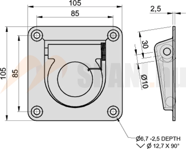 Rögzítő fül 105x105mm