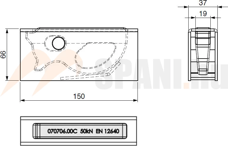 Rögzítő fül tokkal 5t EN12640