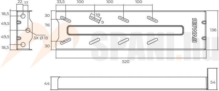 Szerszámosláda konzol készlet 520mm BAWER