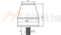 Ütköző gumi kúpos 50 X 55