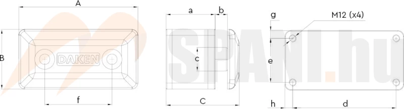 Ütköző rugós műa-fém 200x100x123 4 furatos