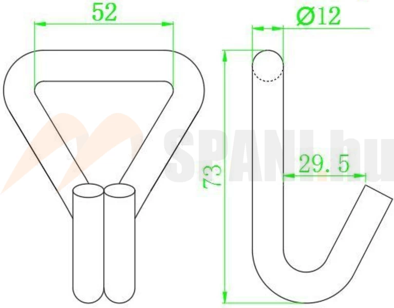 GYA - Dupla J horog 50mm LC25kN