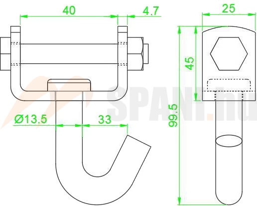 GYA - Forgó horog 35mm LC15kN