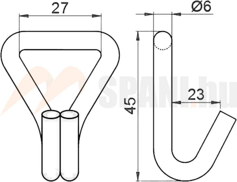 GYA - Dupla J horog 25mm LC5kN
