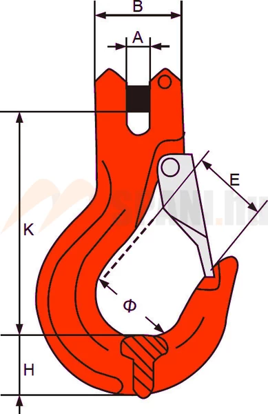 GYA - Horog láncszemhez 13mm lánchoz LC106kN
