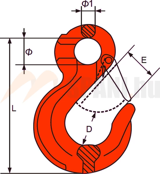 GYA - Horog összekötőhöz 10mm lánchoz LC63kN
