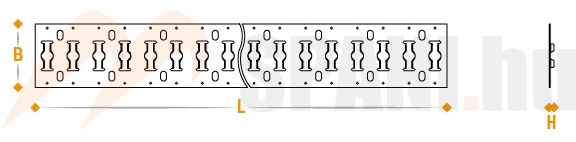 Teherkitámasztó sín 2964mm horg. süllyesztett rögzítő