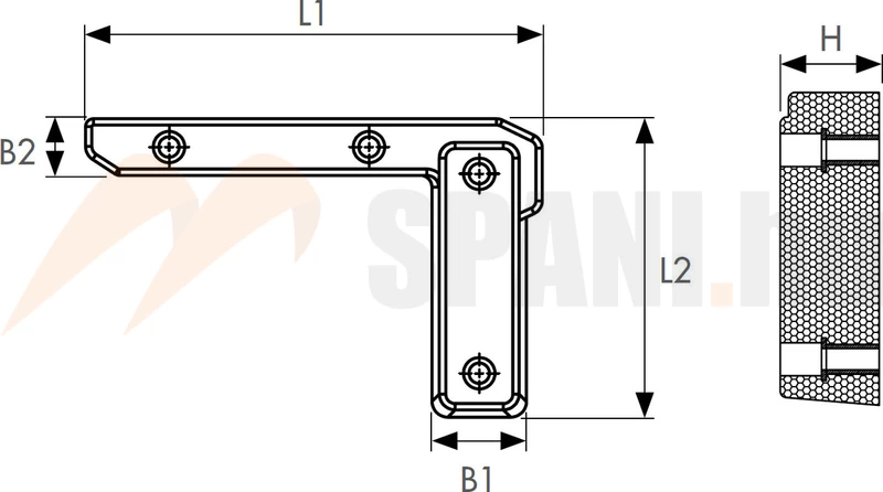 Ütközőgumi 260x190x60 L 4 furatos Krone jobb